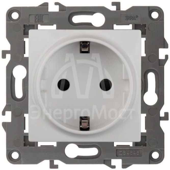 Розетка 1-м СП Эра Elegance 14-2101-01 16А IP20 16AX 250В 2P+E Schuko бел. Эра Б0034264