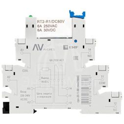 Реле промежуточное РП slim 23/1 6А 230В AC с розеткой в сборе EKF rps-23-1-60-rms230AC