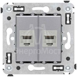 Розетка компьютерная 2-м СП Avanti &amp;quot;Закаленная сталь&amp;quot; RJ45 кат.5E без шторок экранир. механизм DKC 4404764