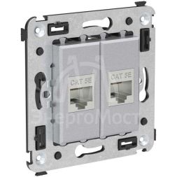 Розетка компьютерная 2-м СП Avanti &amp;quot;Закаленная сталь&amp;quot; RJ45 кат.5E без шторок экранир. механизм DKC 4404764