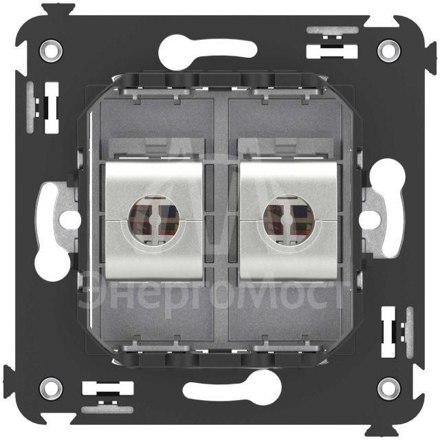Розетка компьютерная 2-м СП Avanti &amp;quot;Закаленная сталь&amp;quot; RJ45 кат.5E без шторок экранир. механизм DKC 4404764