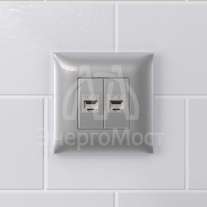 Розетка компьютерная 2-м СП Avanti &amp;quot;Закаленная сталь&amp;quot; RJ45 кат.5E без шторок экранир. механизм DKC 4404764