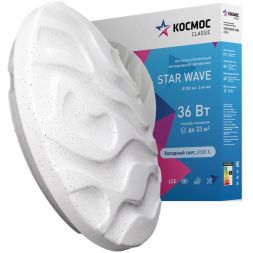 Светильник светодиодный Classic STAR WAVE 36Вт 6500К 2628лм 230В 382х64мм настен./потолочн. КОСМОС KCStar36W_6500