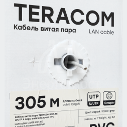 Кабель витая пара U/UTP кат.5e 4 пары solid оболочка PVC сер. TERACOM EKF TRC-5EUTP-04PVC-GY-IN3