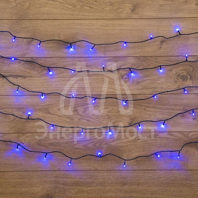 Гирлянда &amp;quot;ТВИНКЛ ЛАЙТ LED&amp;quot; (с контроллером 8 режимов) 6м 40LED 4Вт 220В IP20 син. провод темн.-зел. ПВХ NEON-NIGHT 303-023
