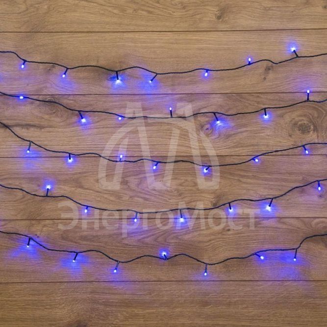 Гирлянда &amp;quot;ТВИНКЛ ЛАЙТ LED&amp;quot; (с контроллером 8 режимов) 6м 40LED 4Вт 220В IP20 син. провод темн.-зел. ПВХ NEON-NIGHT 303-023