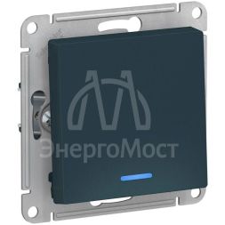Выключатель 1-кл. СП AtlasDesign 10А IP20 (сх. 1а) 10AX с подсветкой механизм изумруд SchE ATN000813