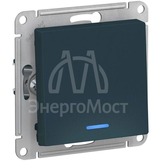 Выключатель 1-кл. СП AtlasDesign 10А IP20 (сх. 1а) 10AX с подсветкой механизм изумруд SchE ATN000813