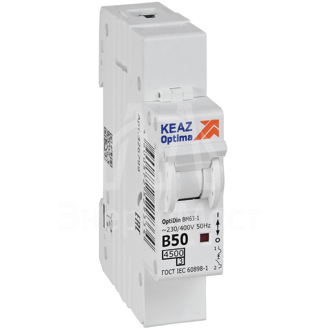 Выключатель автоматический модульный OptiDin BM63-1B50-4.5-УХЛ3 КЭАЗ 329506