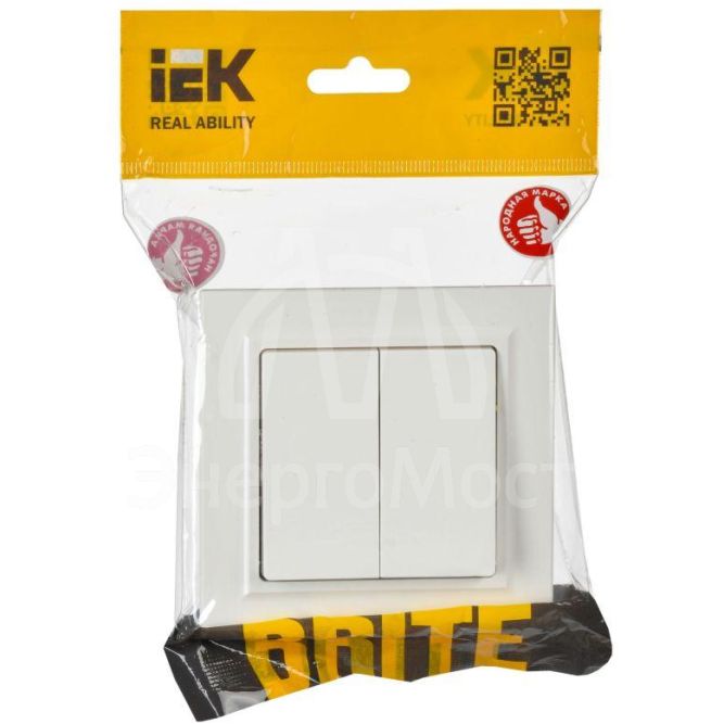 Выключатель проходной 2-кл. СП BRITE ВС10-2-6-БрБ 10А бел. IEK BR-V22-0-10-K01