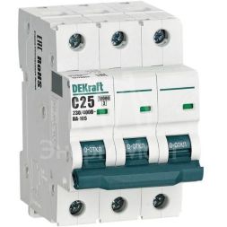 Выключатель автоматический модульный 3п C 25А 10кА ВА-105 DEKraft 13179DEK