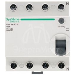Выключатель дифференциального тока (ВДТ) 40А 4P 30мА Тип-A 400В City9 Set SE C9R68440