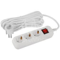 Удлинитель электрический UDL-16-370-ES Greenline 3 розетки с заземлением с выключателем 7м ПВС 3х1кв.мм Эра Б0065012