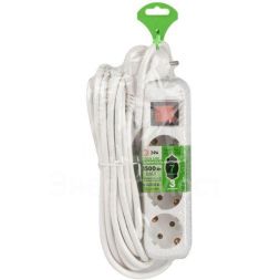 Удлинитель электрический UDL-16-370-ES Greenline 3 розетки с заземлением с выключателем 7м ПВС 3х1кв.мм Эра Б0065012
