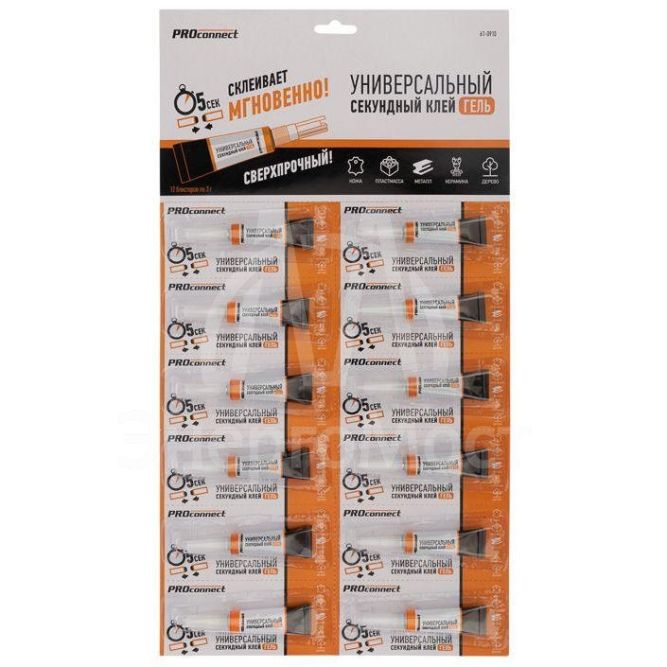 Клей-гель универсальный секундный (3г) на мульти-карте (уп.12шт) Proconnect 61-0910