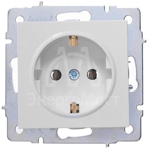 Розетка 1-м СП Vesna с заземл. ПБТ механизм бел. LEZARD 742-0288-122B