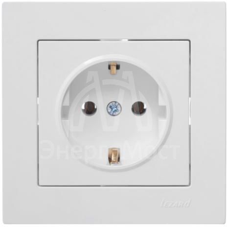 Розетка 1-м СП Vesna с заземл. ПБТ механизм бел. LEZARD 742-0288-122B