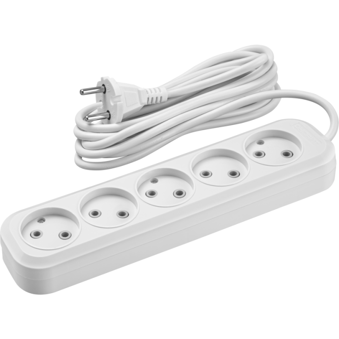 Удлинитель 5х3м без заземл. 10А IP20 90 786 OPE-S-05-300-X-2x1 бел. ОНЛАЙТ 90786