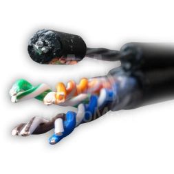 Кабель витая пара F/UTP кат.5E 4х2х24AWG solid Cu PE Outdoor Standard трос черн. (м) SUPRLAN 01-1026-1