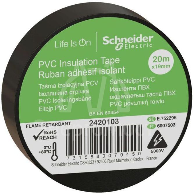 Изолента ПВХ 19мм х 20м черн. (уп.8шт) SchE 2420103