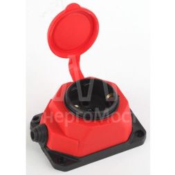 Колодка 1-м с заземл. 16А IP44 K-1e-RED-IP44 каучук красн. Эра Б0044550