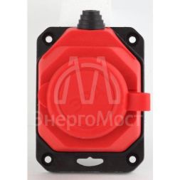 Колодка 1-м с заземл. 16А IP44 K-1e-RED-IP44 каучук красн. Эра Б0044550