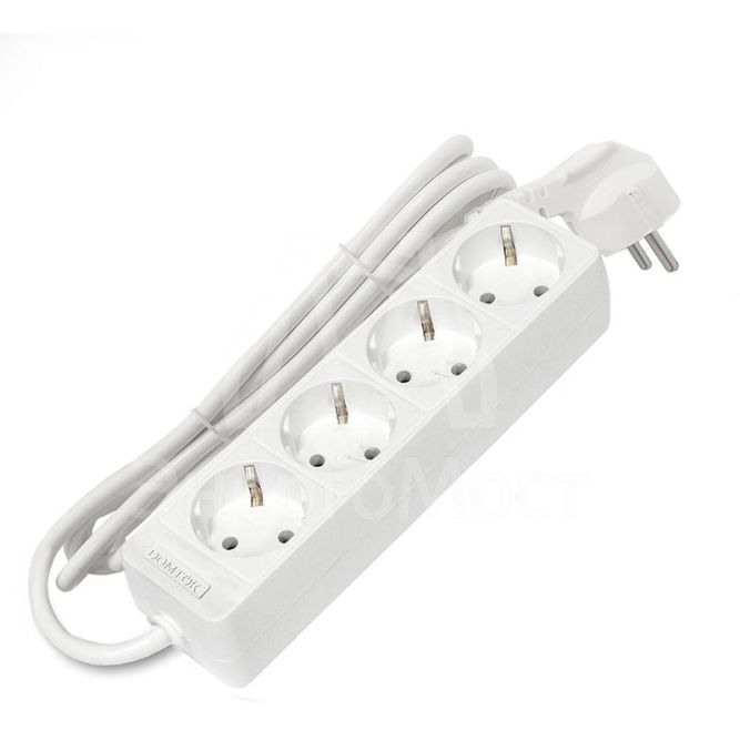 Удлинитель 4х1.5м с заземл. 16А IP20 3.5кВт ПВС 3х1 бел. DOMTOK 2394