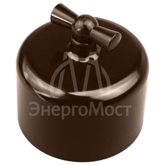 Выключатель проходной поворотный 1-кл. ретро пластик корич. Bironi R1-211-22