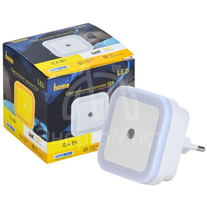 Светильник-ночник 018 квадрат датчик освещения 220В IEK LDNN8-018-SQ-P-00-S-K01