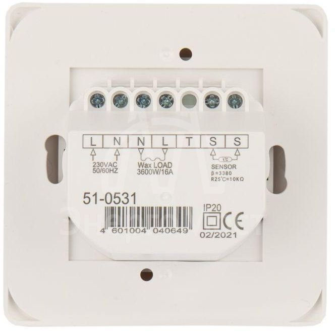 Термостат механический R70XT (OTN-1991; RTC 70.26; MST-1; MT-26; MTT-2; M5.713) 16А 3.6кВт для теплых полов датчик пола бел. Rexant 51-0531