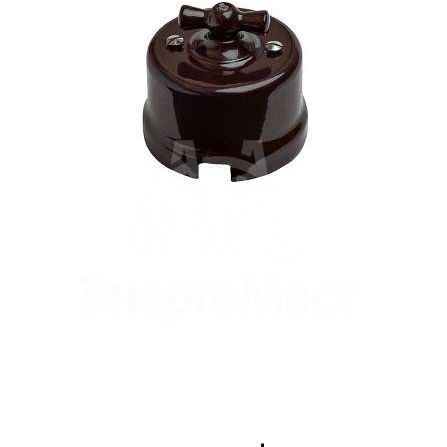 Выключатель проходной поворотный 1-кл. ОП Лизетта 10А IP20 ретро 4 полож. ABS-пластик корич. Bironi B1-201-22