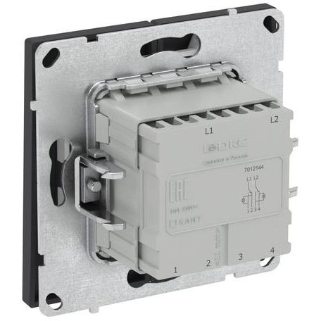 Переключатель 2-кл. KANT с подсветкой черн. уголь DKC 7012144