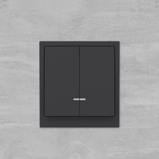 Переключатель 2-кл. KANT с подсветкой черн. уголь DKC 7012144