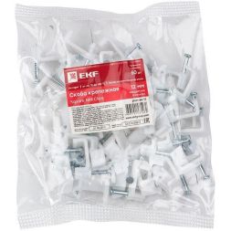 Скоба крепежная квадратная плоская 12мм (уп.50шт) EKF plcn-ss-12