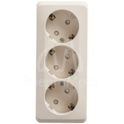 Розетка 3-м ОП Этюд 16А 250В защ. шторки с заземл. крем. SchE PA16-012K