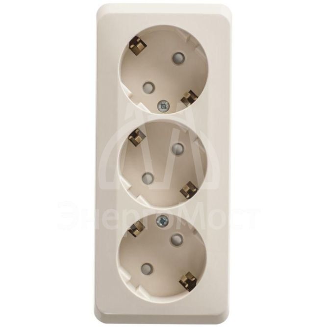 Розетка 3-м ОП Этюд 16А 250В защ. шторки с заземл. крем. SchE PA16-012K