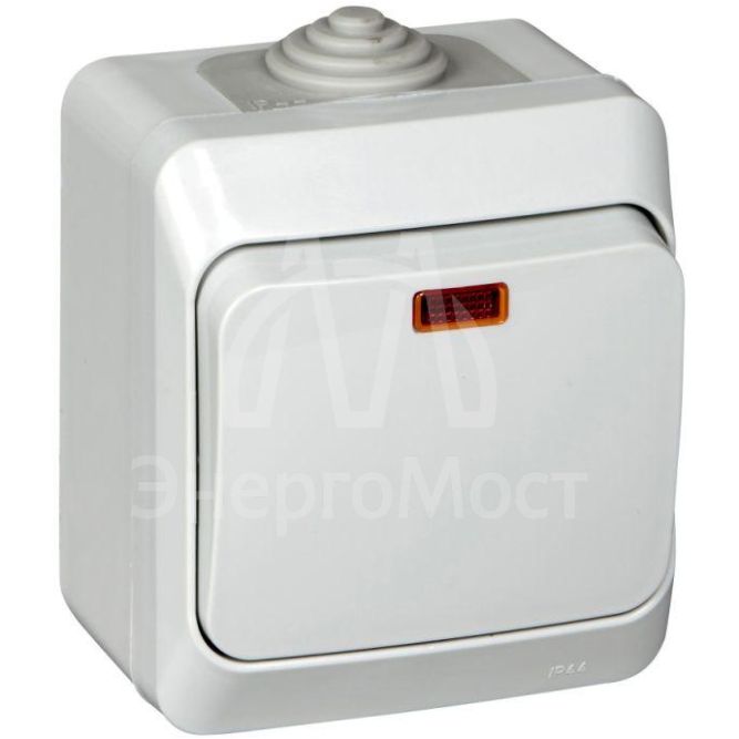 Выключатель 1-кл. ОП Этюд 10А IP44 10AX с подсветкой сер. SE BA10-045C