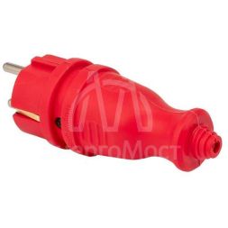 Вилка прямая 230В 2P+PE 16A IP44 каучук. красн. PROxima EKF RPS-011-16-230-44-rr