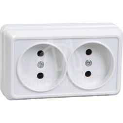 Розетка 2-м ОП Октава 10А IP20 без заземл. бел. IEK ERO20-K01-10-DC