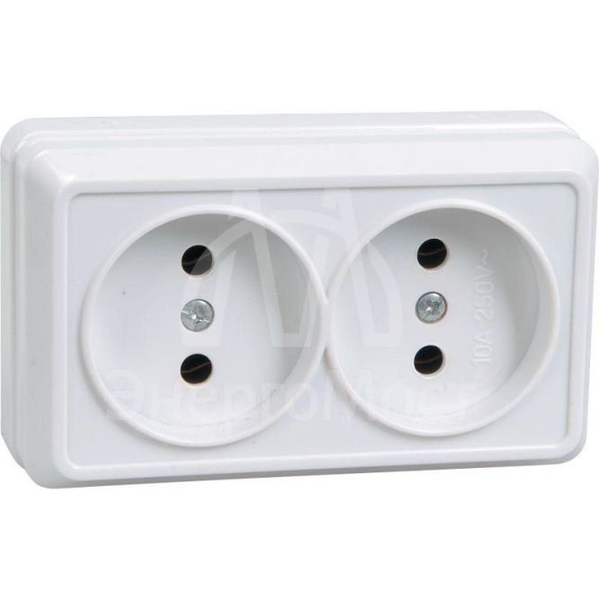Розетка 2-м ОП Октава 10А IP20 без заземл. бел. IEK ERO20-K01-10-DC