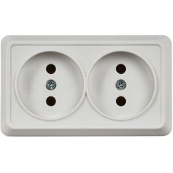 Розетка 2-м ОП Октава 10А IP20 без заземл. бел. IEK ERO20-K01-10-DC
