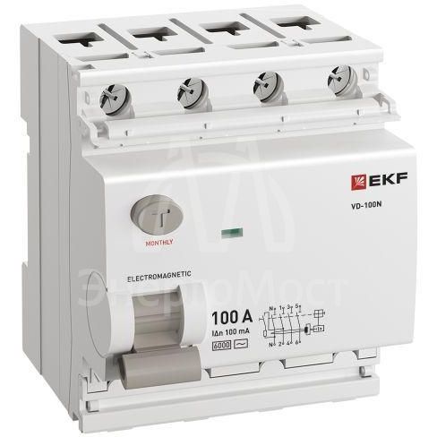 Выключатель дифференциального тока 4п 100А 100мА тип AC 6кА ВД-100N электромех. PROxima EKF E1046M100100