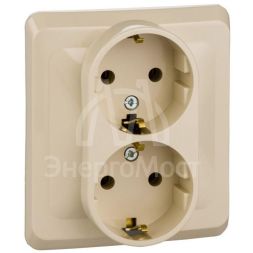 Розетка 2-м СП Этюд 16А с заземл. крем. SchE PC16-007K