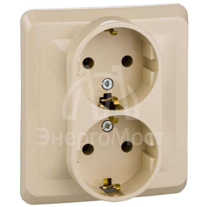 Розетка 2-м СП Этюд 16А с заземл. крем. SchE PC16-007K