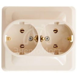 Розетка 2-м СП Этюд 16А с заземл. крем. SchE PC16-007K