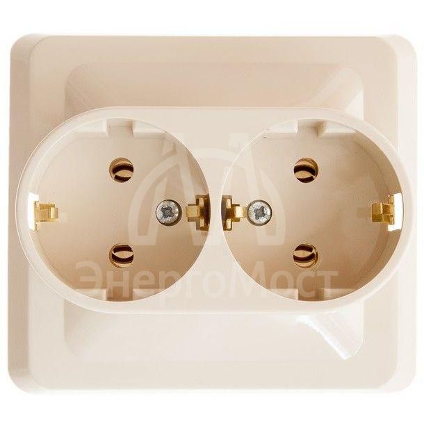 Розетка 2-м СП Этюд 16А с заземл. крем. SchE PC16-007K