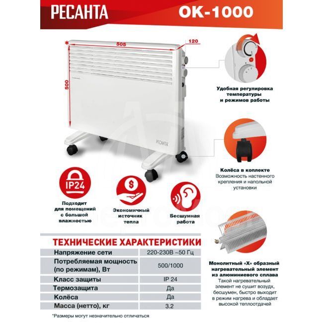 Конвектор РЕСАНТА ОК-1000