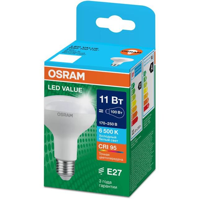 Лампа светодиодная LED G4 Value LVR80100 11W/965 CRI95 11Вт 6500К 1100лм грибовидная матов. E27 170-250В OSRAM 4610590511785