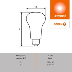Лампа светодиодная LED G4 Value LVR80100 11W/965 CRI95 11Вт 6500К 1100лм грибовидная матов. E27 170-250В OSRAM 4610590511785