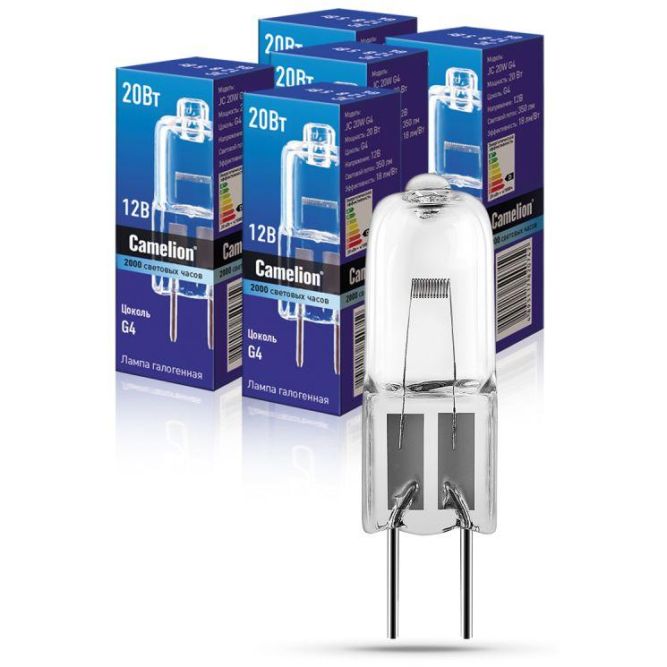 Лампа галогенная JC 20Вт 12В капс. g4 Camelion 1955